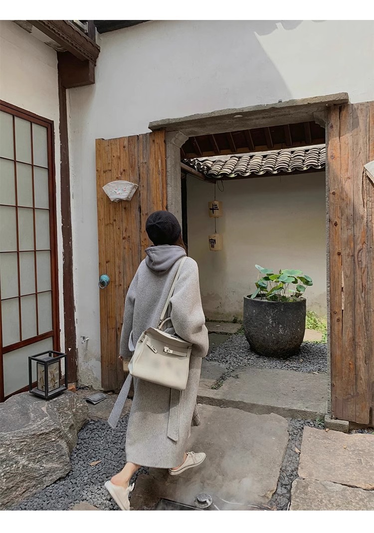 高级感大衣女冬季毛呢外套气质赫本风灰色加厚呢子小香风详情22