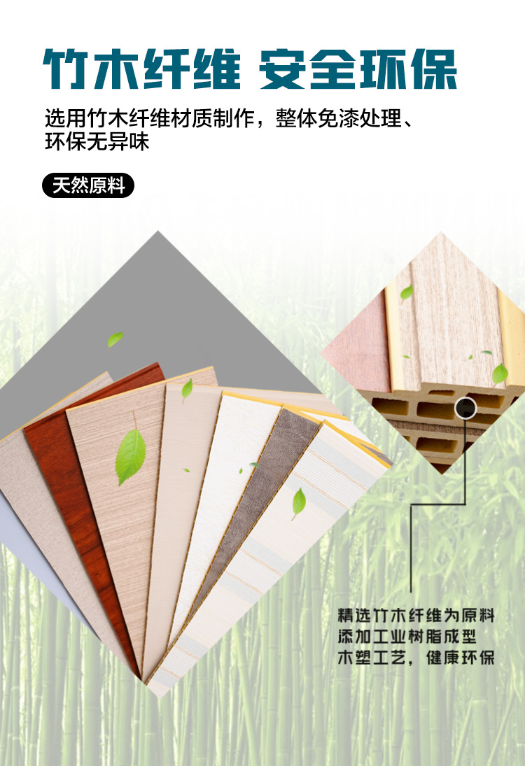 竹木纤维集成墙板pvc护墙板酒店宾馆木饰面板碳晶板室内装饰板详情4