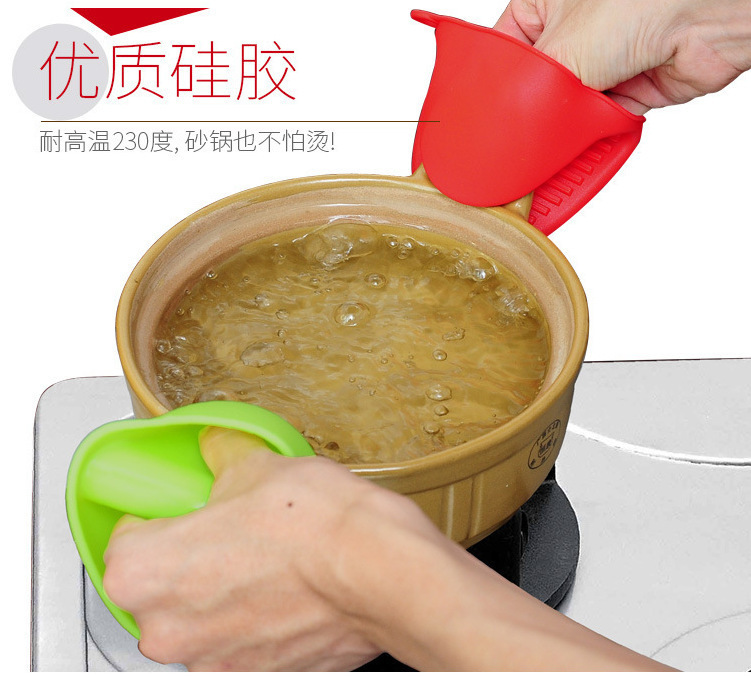 Thickened kitchen heat insulation clamps, silicone heat insulation gloves, high-temperature resistant clay pot scald clamps, special for baking ovens and microwave ovens pic 2