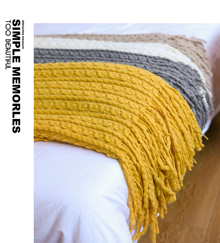 Sofa blanket, knitted blanket, Nordic sofa towel, cover fabric, fringed woolen blanket, air conditioning blanket, nap blanket, pillowbed blanket pic 30