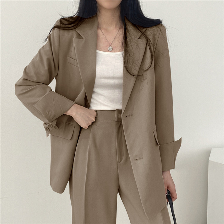 卡其色西装外套女2023新款春秋季韩版小西服套装女士休闲气质上衣详情22