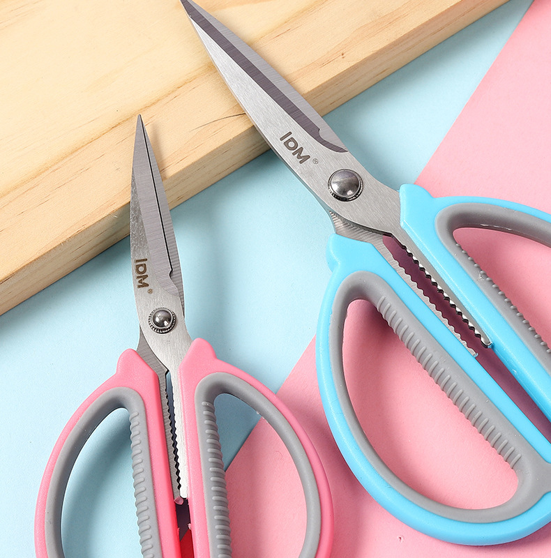 Lidemei convenient air cushion comfortable office scissors, color multi-functional stainless steel scissors, large and small sizes, straight head flat scissors pic 8