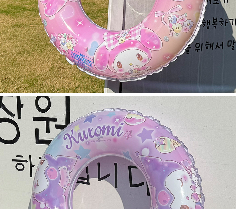 Sanrio printed swimming rings, thickened eco-friendly material, Kulomi children KT cat armpit rings, large-eared dog swimming rings in stock pic 16