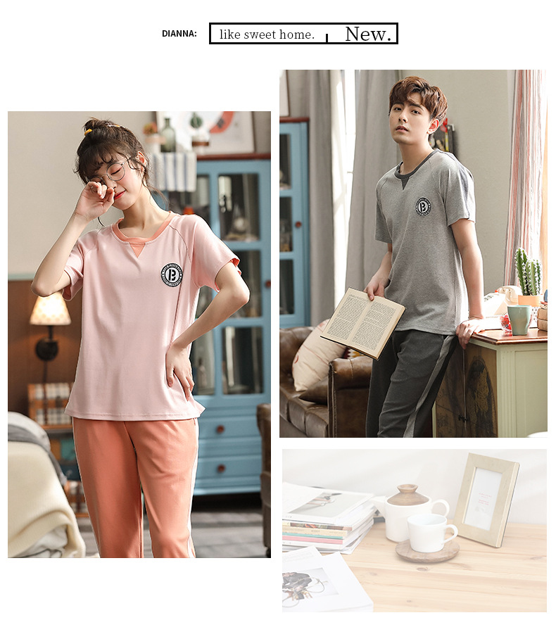 纯棉情侣睡衣夏季结婚新婚大码男士开衫长裤本命年红色家居服夏女详情64