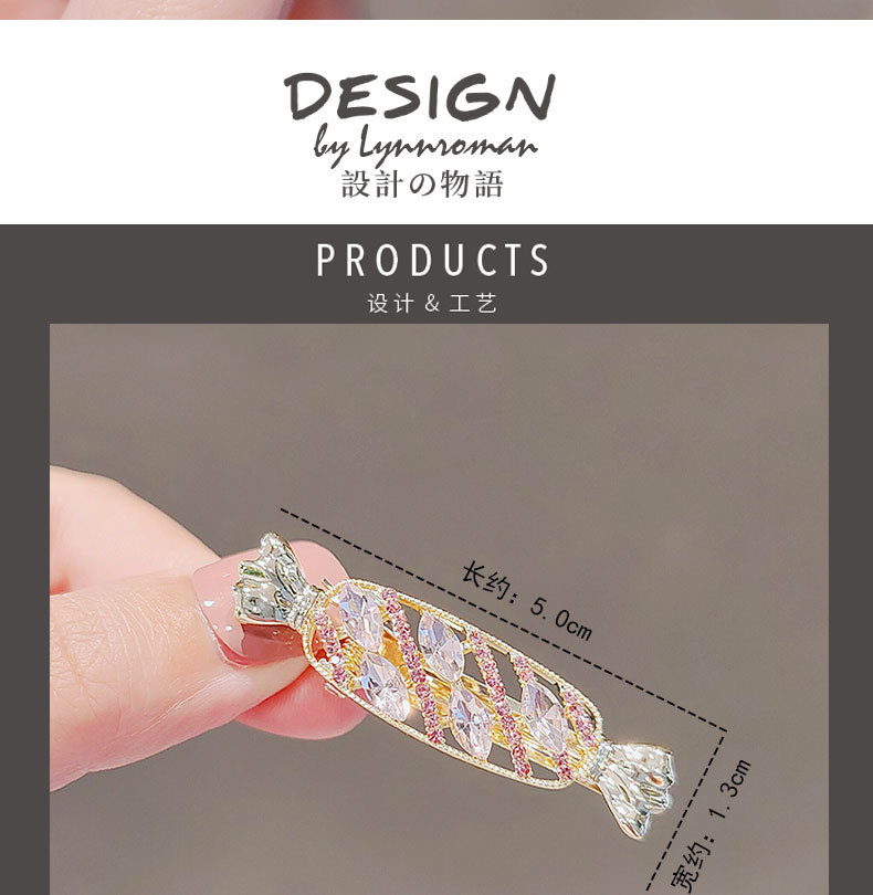 可爱粉色糖果发夹刘海少女侧边顶夹鸭嘴夹发卡夹子头饰详情4