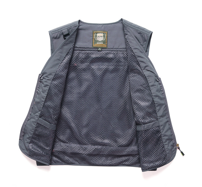 工装跨境透气坎肩马甲定制男士摄影多口袋钓鱼安全反光背心印logo详情25