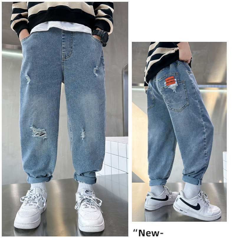 儿童装男童秋装裤子2023新款中大童春秋款男孩秋季牛仔裤帅气集合详情20