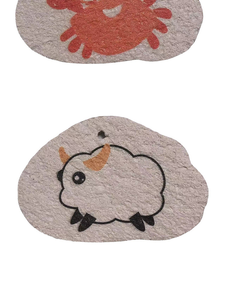 Cartoon kitchen, compressed wood pulp sponge, dishwashing sponge, cute cleaning, oil-free, stain-removing, water-absorbing, printed brush pic 6