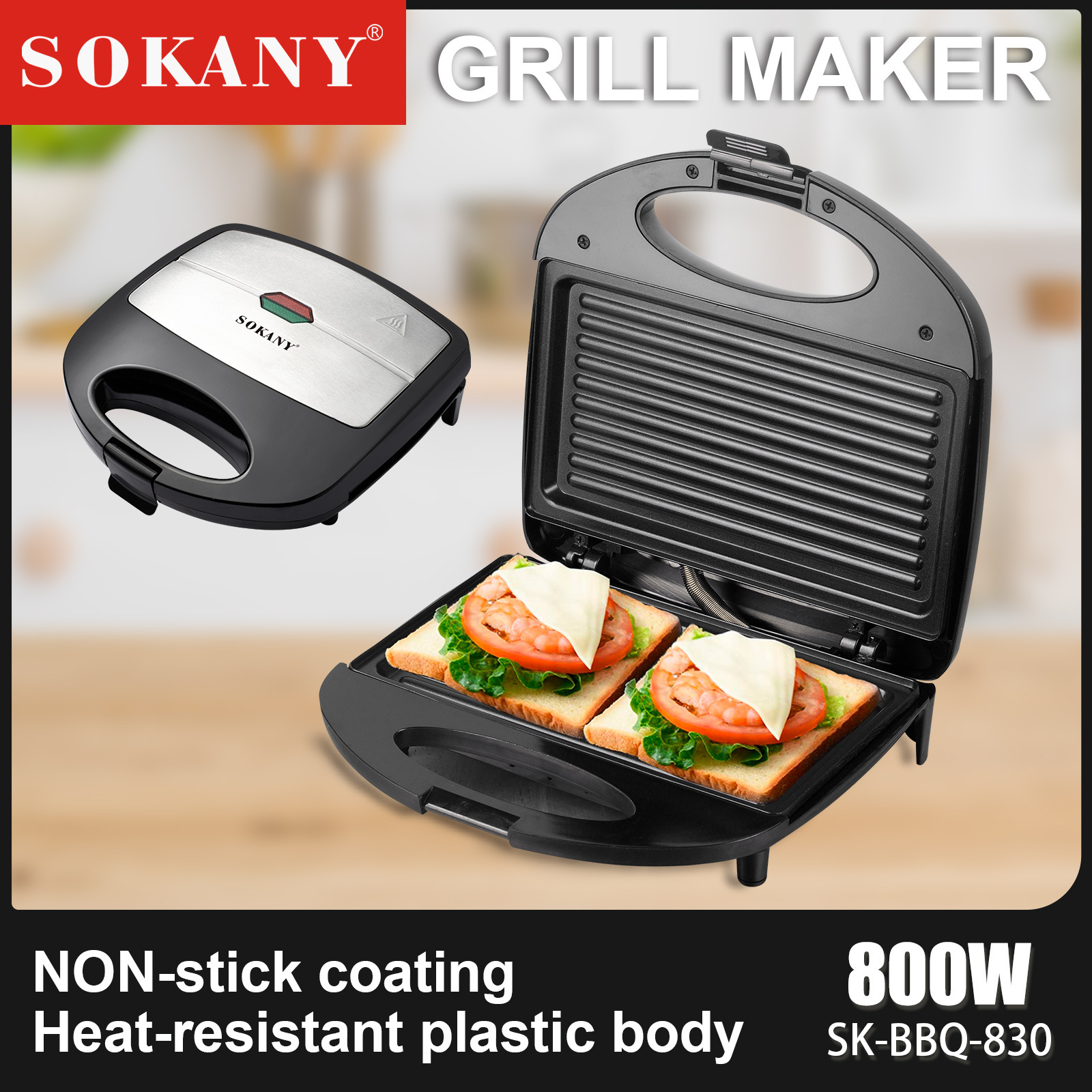 Foreign trade cross-border SOKANY830 Multi-functional horizontal bar Sandwich maker, Sandwich Maker pic 5