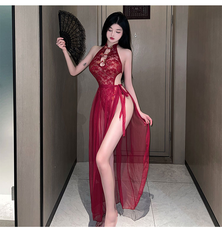 情趣内衣女性感蕾丝连体衣透视网纱诱惑系带睡裙套装详情14