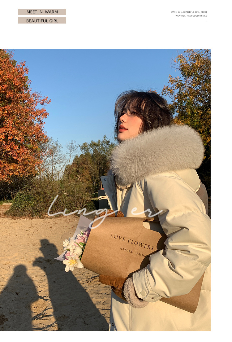 Wholesale of high-end mid-length down jackets for women that reach the knees in 2022, featuring a fashionable design sense and a niche thickened coat pic 27