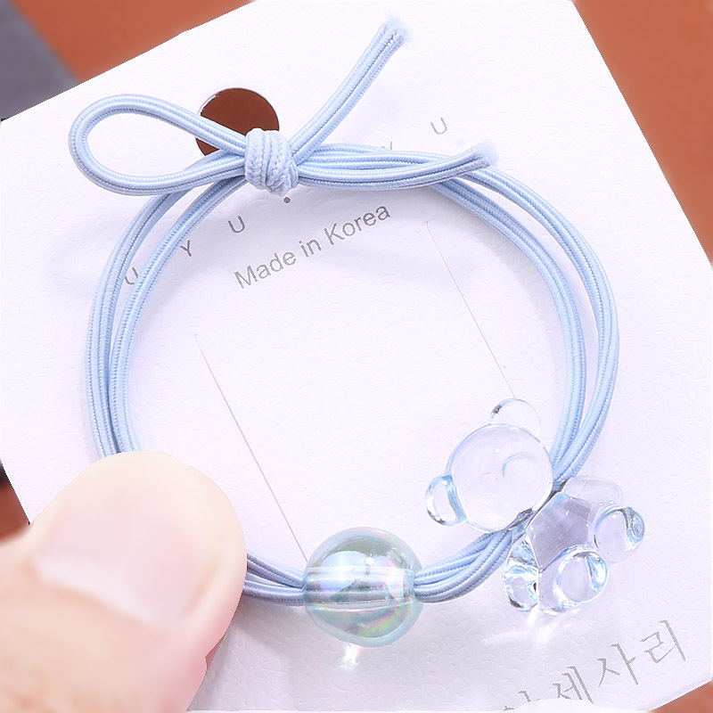 Korean version of ins hair band, acrylic cartoon crystal bear hair tie, female student 2-yuan rubber band hair tie and bracelet, dual-purpose pic 8