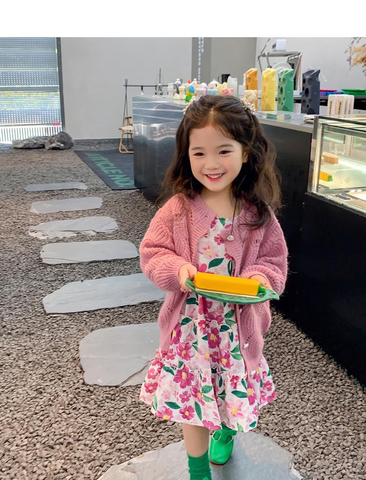 图图小象女童秋季童装儿童韩版碎花连衣裙洋气针织开衫宝宝套装详情28