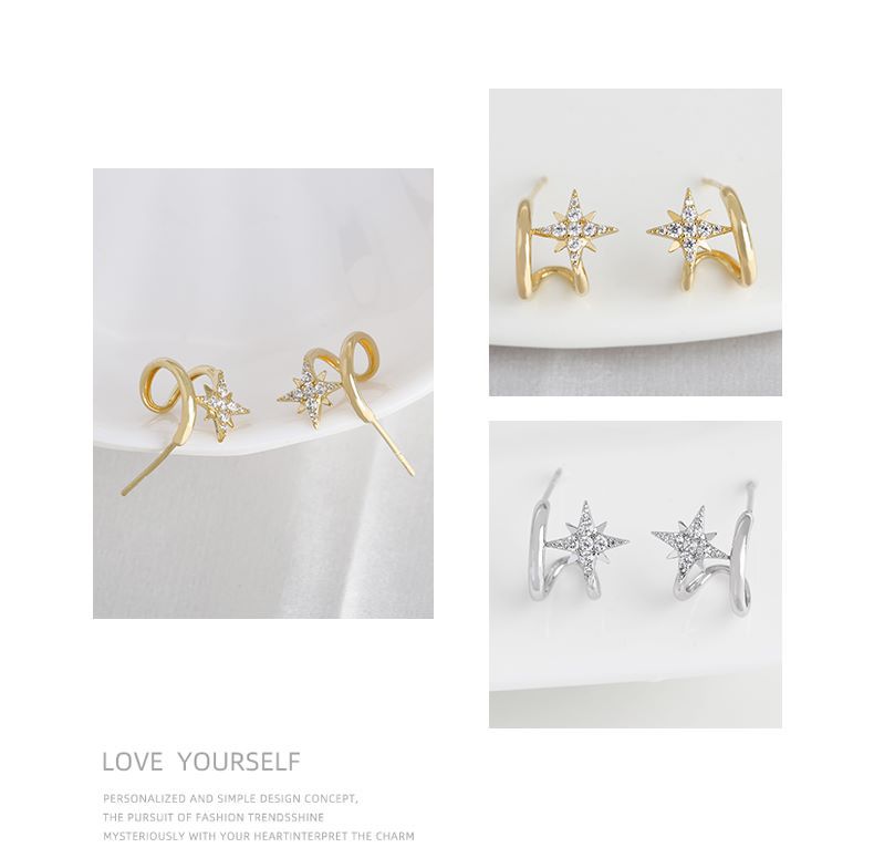 雅施丽芙饰品双C星星锆石耳环通勤时尚风百搭气质批发耳饰耳钉女详情2