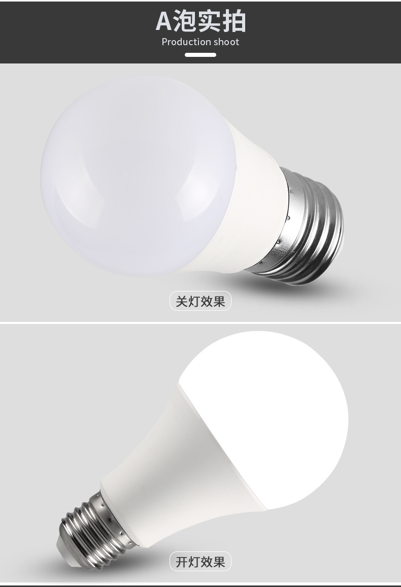 高品质led灯泡 白光/暖光家用球泡灯e27螺旋螺口超亮节能灯泡批发详情18