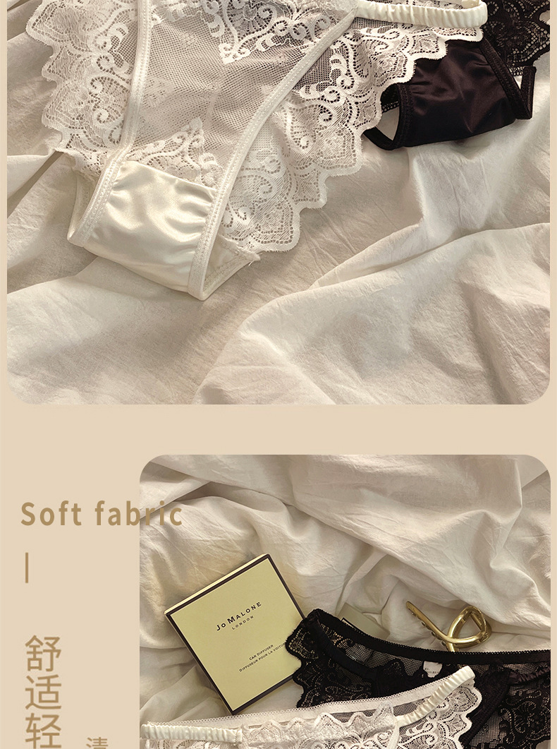 法式蕾丝~内裤女小性感网纱透气蜜臀细带高弹舒适中要女士三角裤详情5