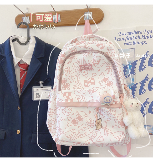 Japanese-style schoolbag for girls, Instagram, niche Harajuku graffiti design backpack, large-capacity backpack for junior high school, senior high school and college students pic 18