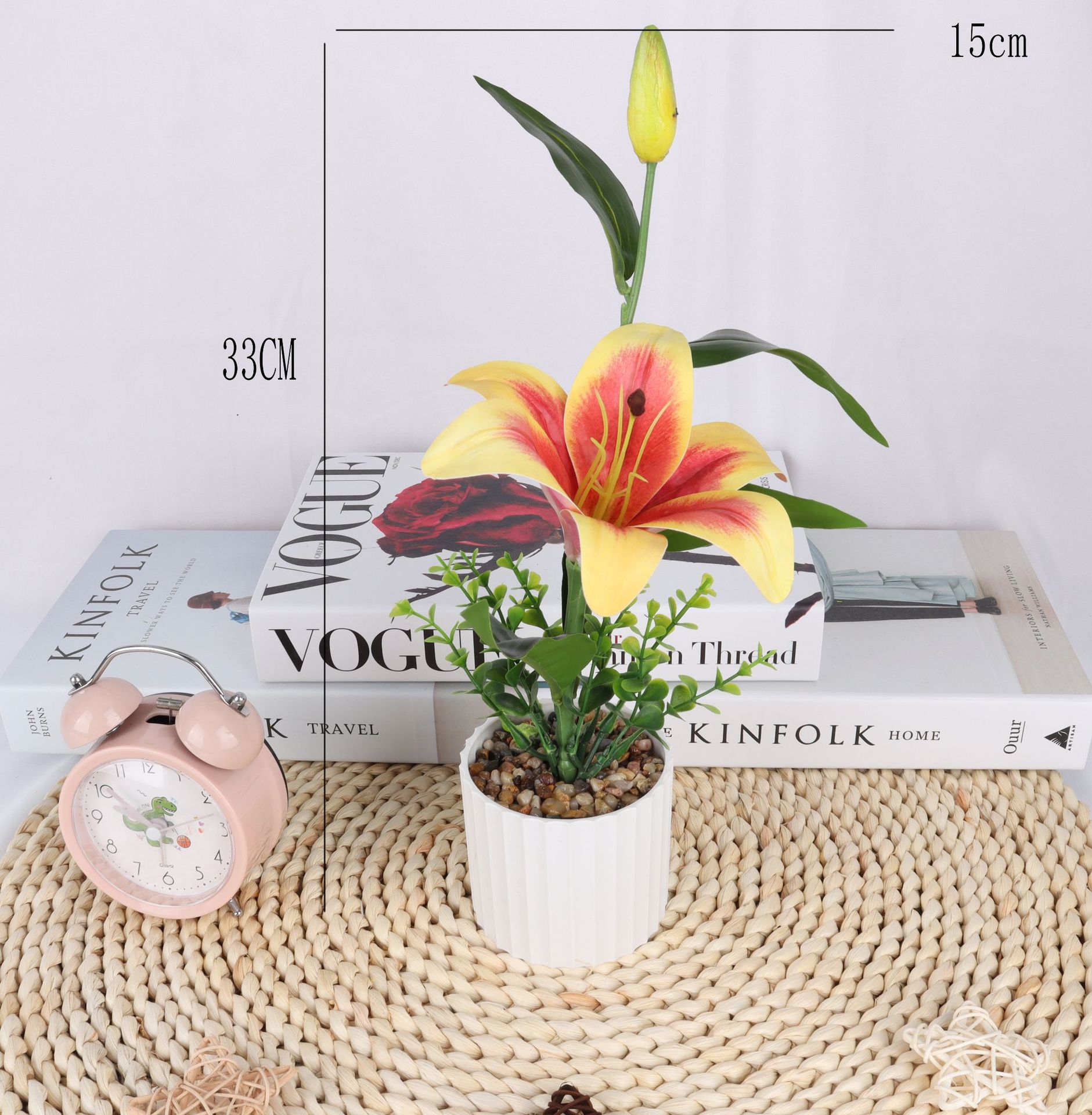 仿真百合盆栽/仿真花盆景/仿真花创意内室小摆件/亚马逊厂家直供详情2