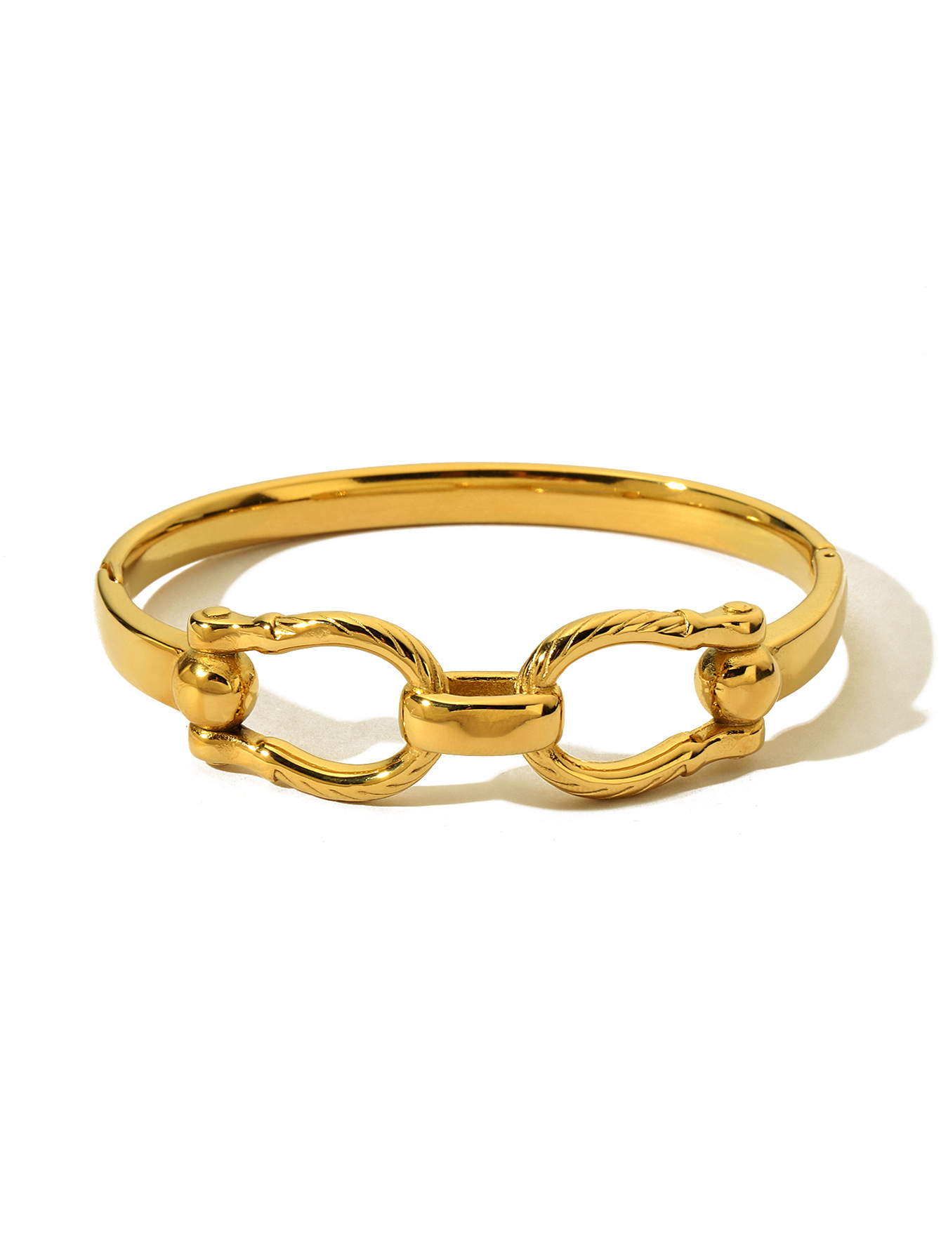 Stainless steel bracelet, a fashionable and niche double-ring buckle bracelet for women, a new 18K gold-plated titanium steel bracelet on Instagram pic 13