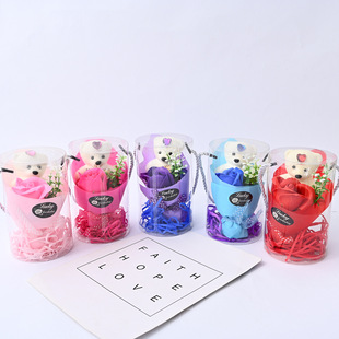 三八节花束礼盒pvc礼盒金箔香皂花礼物店庆赠品毕业季七夕节礼物详情14