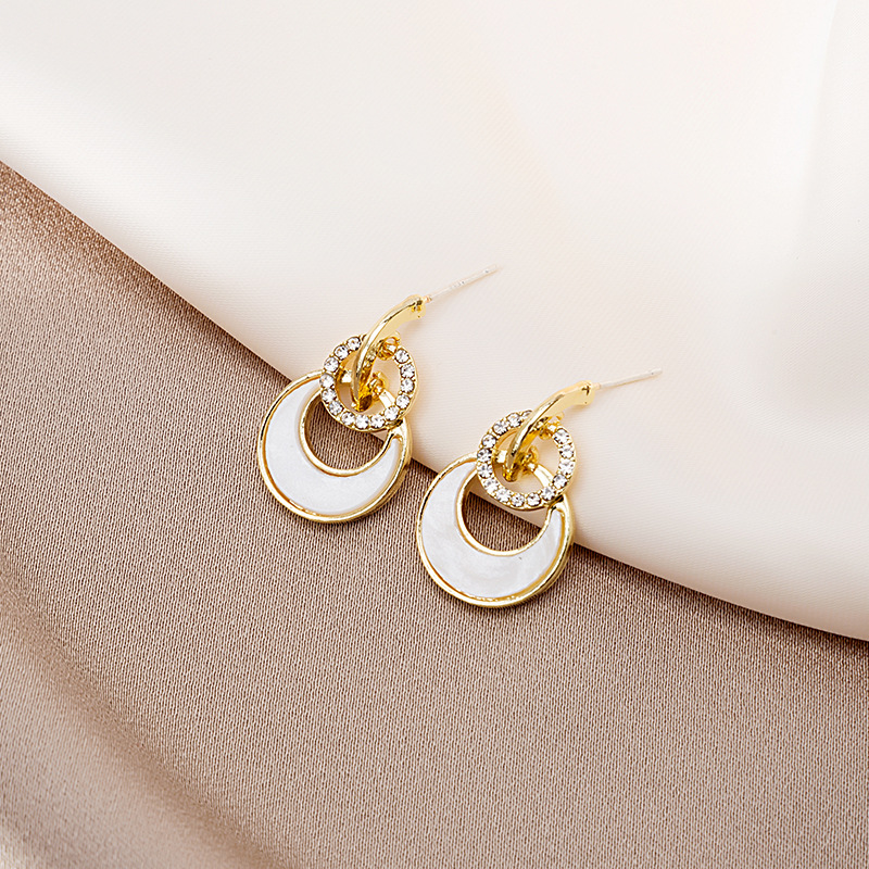 超闪镶钻双层圆圈耳环女ins风轻奢风简约设计时尚镂空耳钉女详情2