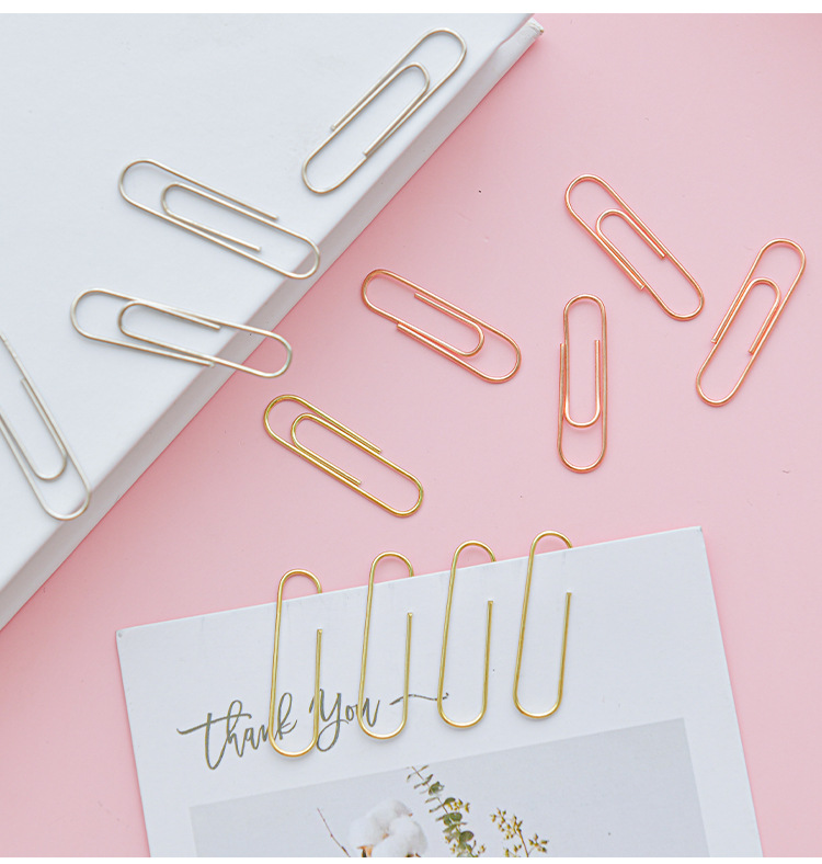 Creative cartoon box paperclip, 28mm metal paper clip, small binding, rose gold paperclip pic 12