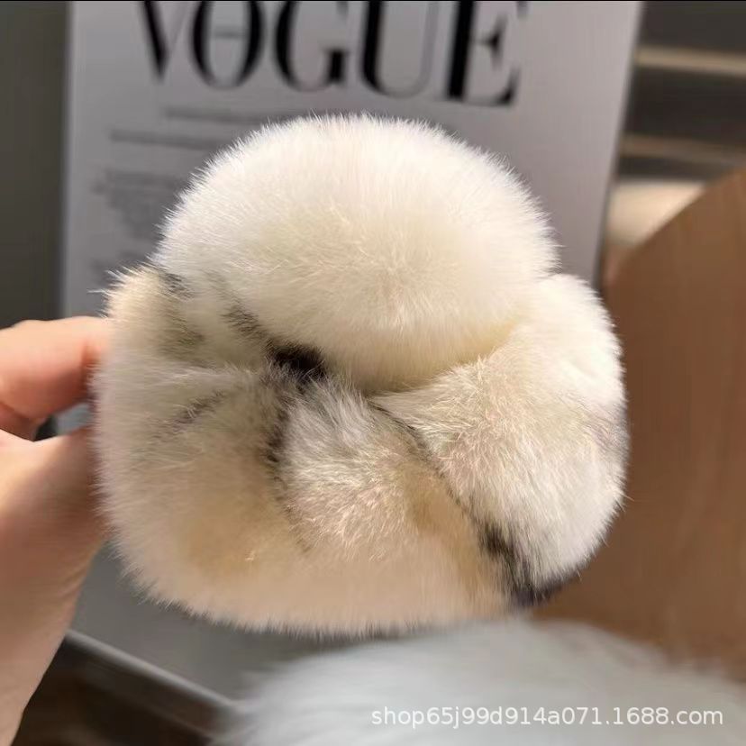 Korean square rex rabbit hair clip, back head ponytail bun hair clamp, large plush shark, factory direct sales pic 9