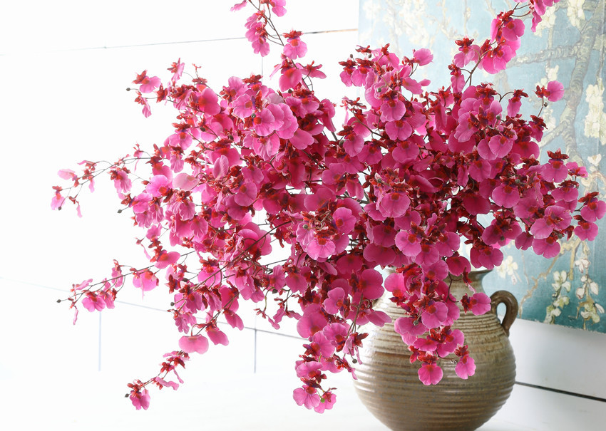 Artificial flowers, silk flowers, simulated flowers, 3D printed colored silk fabric, dancing orchids, artificial flowers, New Year flowers, and oncidium orchids for home decoration and wedding arrangements pic 1