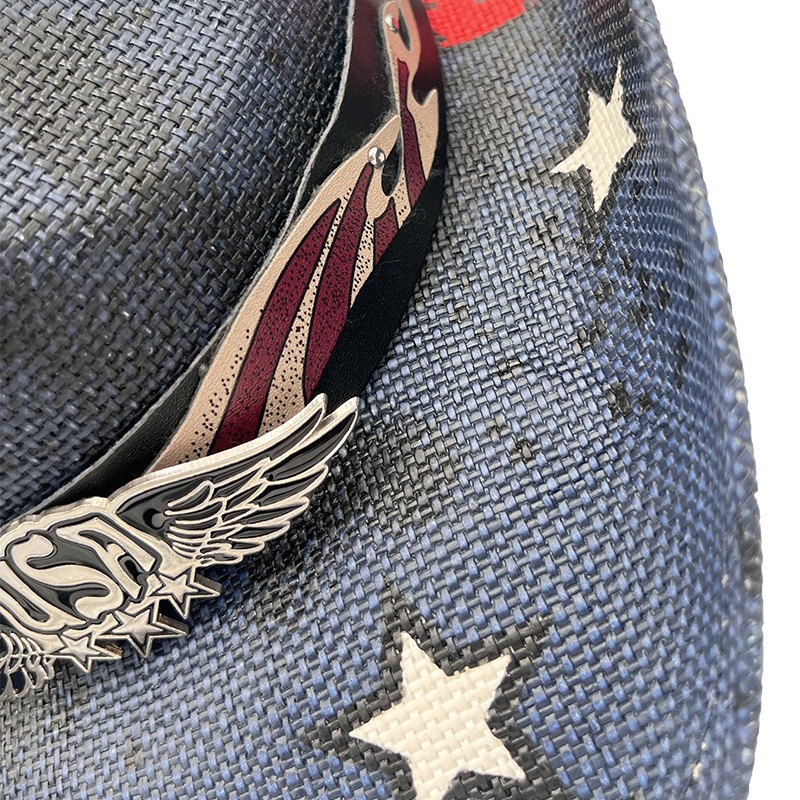 European and American western cowboy hats, cross-border American flag cowboy hats, paper straw hats, casual, retro and versatile sun hats pic 6