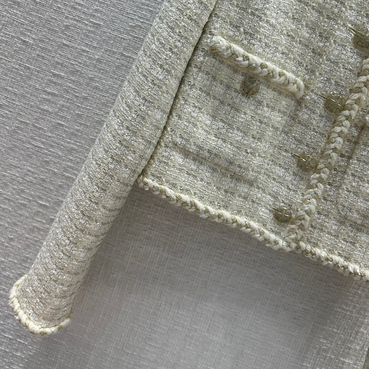 BW61257 Chanel-style coat, Korean-style fashionable socialite girl, gradient contrasting color woven coarse tweed short cardigan, autumn pic 18