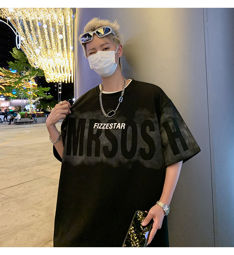 港风短袖t恤男夏季2024新款美式潮牌男生oversize青少年宽松体恤详情12