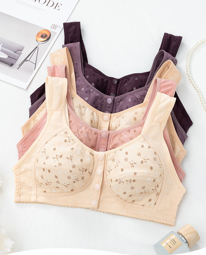 All-cotton bras for middle-aged and elderly people, large-sized sports bras for mothers, large-sized vest bras for women without underwire, thin styles for the elderly pic 1