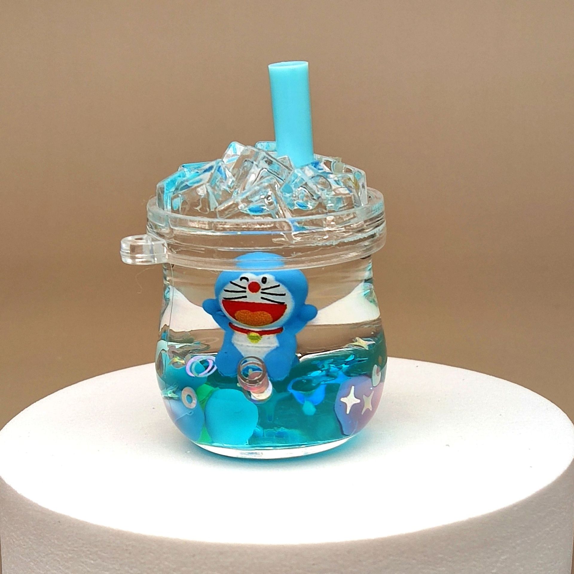 创意亚克力入油流沙瓶蓝色卡通钥匙扣香水汽车配饰桌面摆件饰品详情23