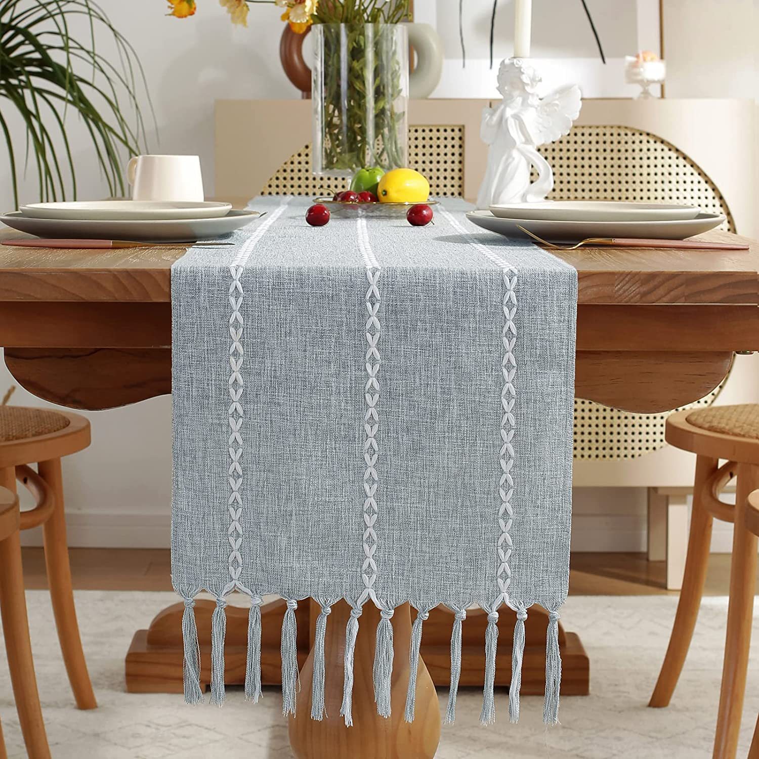New cross-border Amazon handcrafted table flag, hollowed-out American country white tablecloth, dressing table scarf factory wholesale pic 49