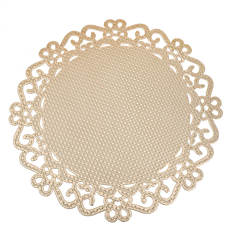 北欧风轻奢新款餐垫 pvc不规则形花边西餐垫 镂空隔热垫杯垫批发详情11