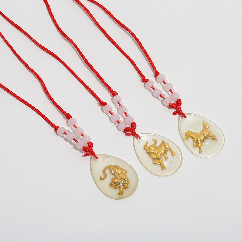 Golden zodiac pendant, crystal pendant, zodiac pendant, red string pendant, crystal necklace, jewelry pendant pic 5
