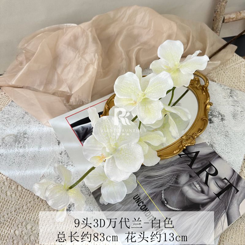 跨境新款仿真花万代兰假花胡姬兰婚礼插花装饰酒店橱窗布置道具详情13