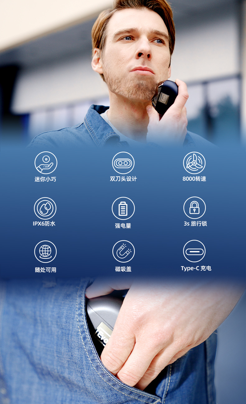 EVO Shaver 2.0 Electric Portable washable Shaver USB charging essential for business trips pic 1