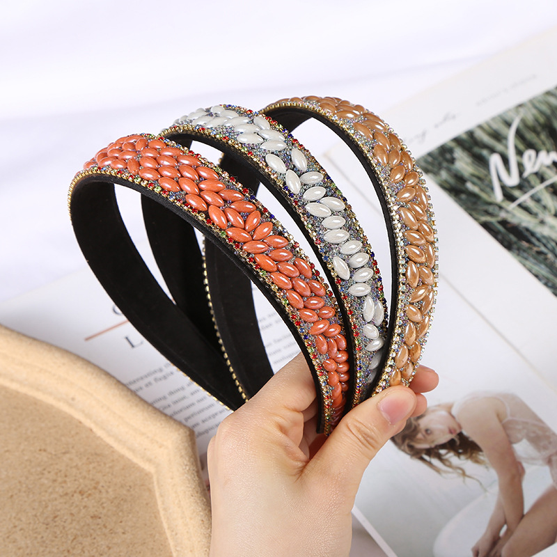 韩版珍珠头箍女士发箍拼接头饰民族风情宽边压发圈百搭发饰多样款式详情18