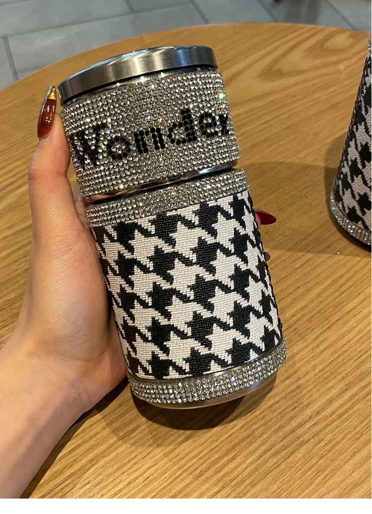 批发保温杯女士高颜值便携杯子茶水分离智能不锈钢ins镶钻可爱小详情3