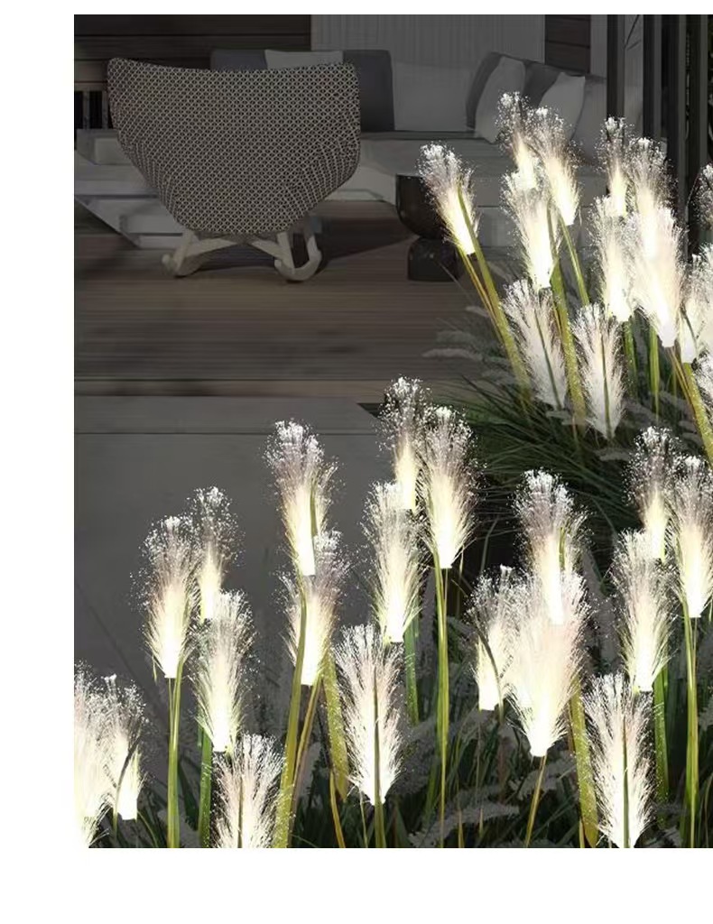 Cross-border outdoor solar optical fiber reed ground insertion simulation reed landscape courtyard decorative lights and reed lighting lights pic 13