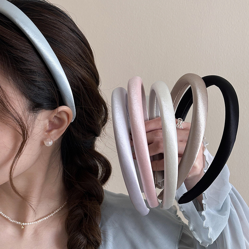A fresh and simple narrow headband for women 2025, a high-end headband for pressing hair and washing face, a high top of the head accessory pic 1