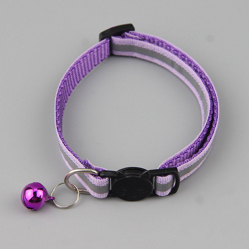 New pet supplies 1.0 black reflective cat head safety buckle collar de gato fuerte y duradero cat bell collar pic 11