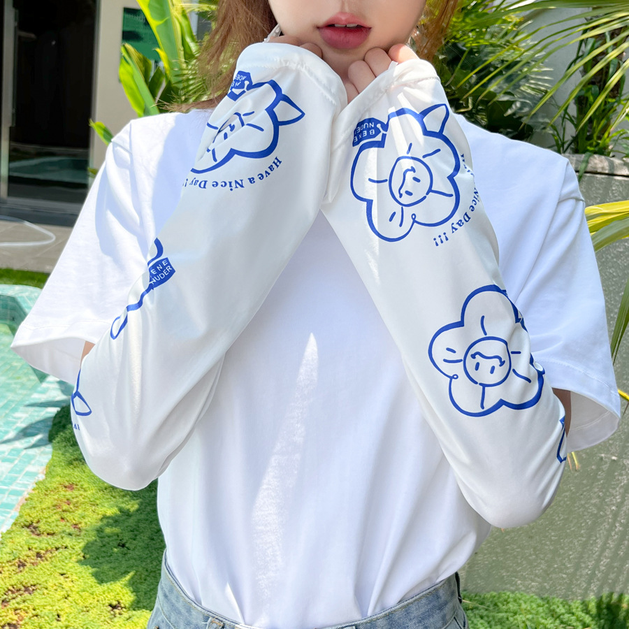 网红新款高颜值宽松防晒冰袖女学生夏季新款冰丝袖套防紫外线手袖详情4