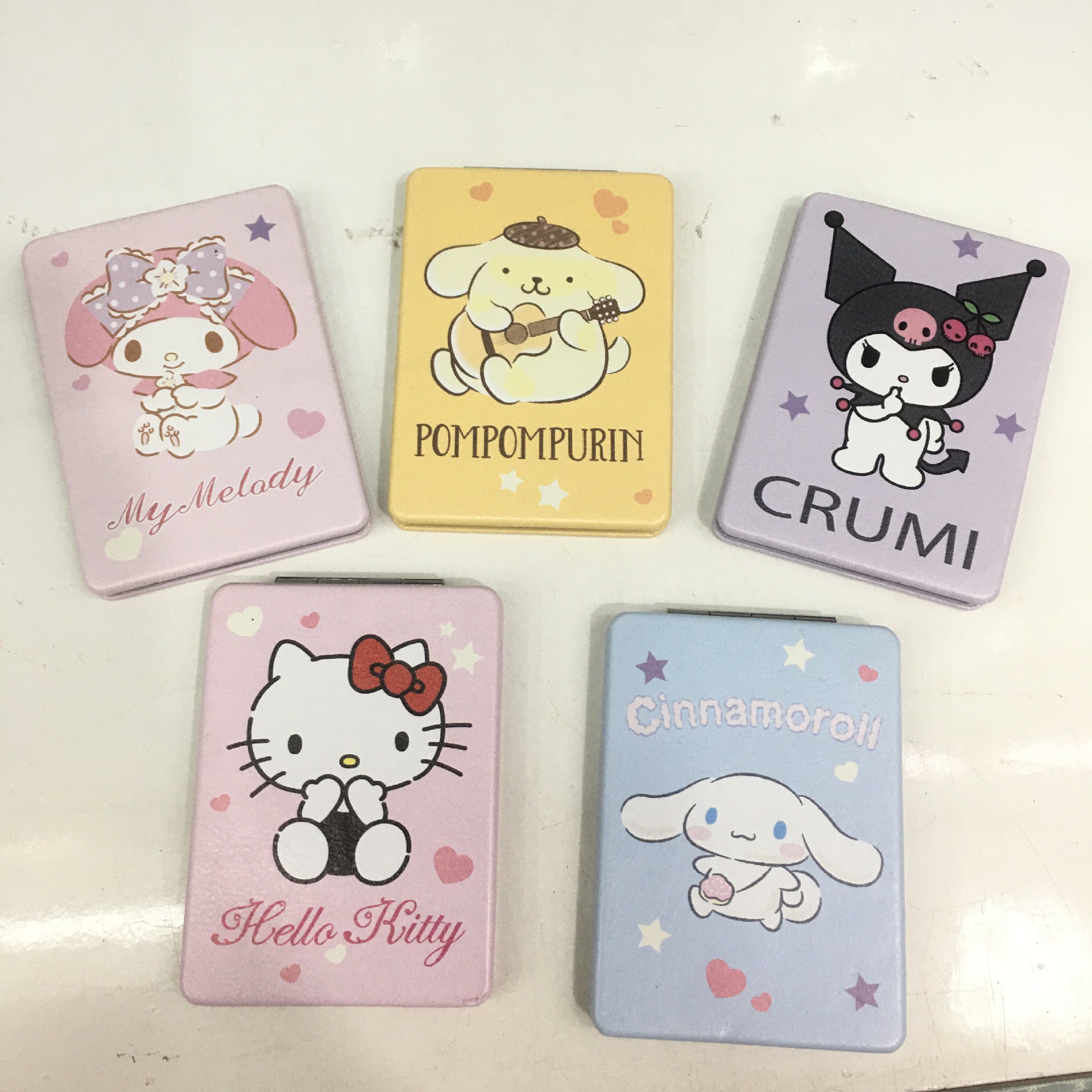 Cartoon and anime family flip mirror PU makeup small mirror, Kuromi Melody Twin Star Cinnamon Dog mirror pic 9