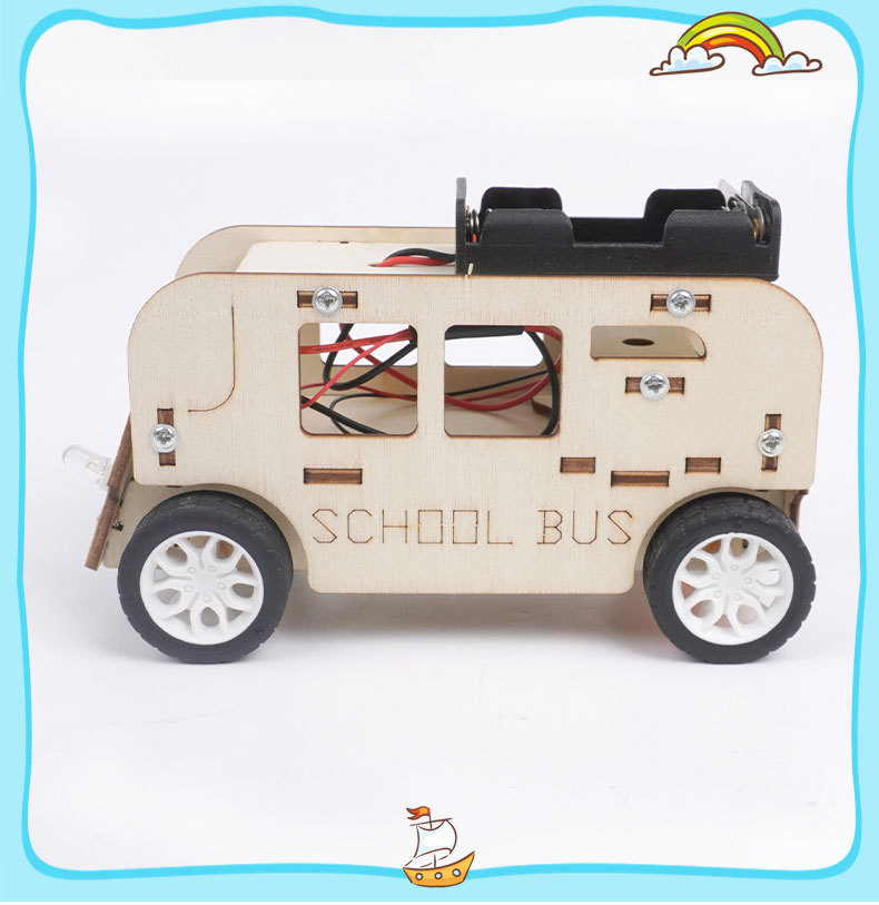 小学生科学小实验DIY电动校车手工材料包儿童科教教具科技小发明详情8