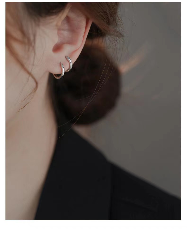 925银耳环耳圈耳骨钉养耳洞小众感素圈圆圈耳扣耳钉耳饰女民族风详情1