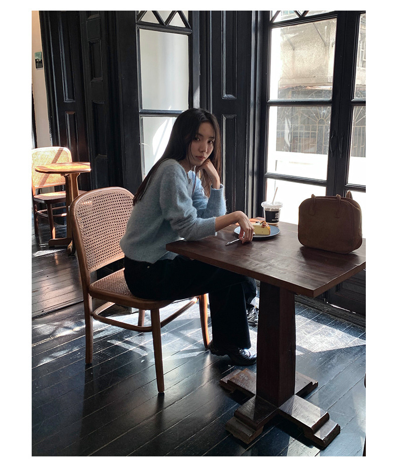 TG 净版兔毛绒针织圆领开衫女冬季2023新款温柔风保暖厚毛衣21699详情18