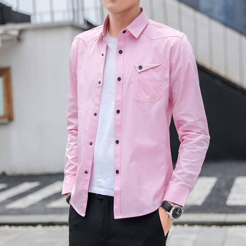 Men's long-sleeved shirts for Spring and autumn 2023, fitted military-style workwear shirts, casual and trendy men's fashion tops pic 15