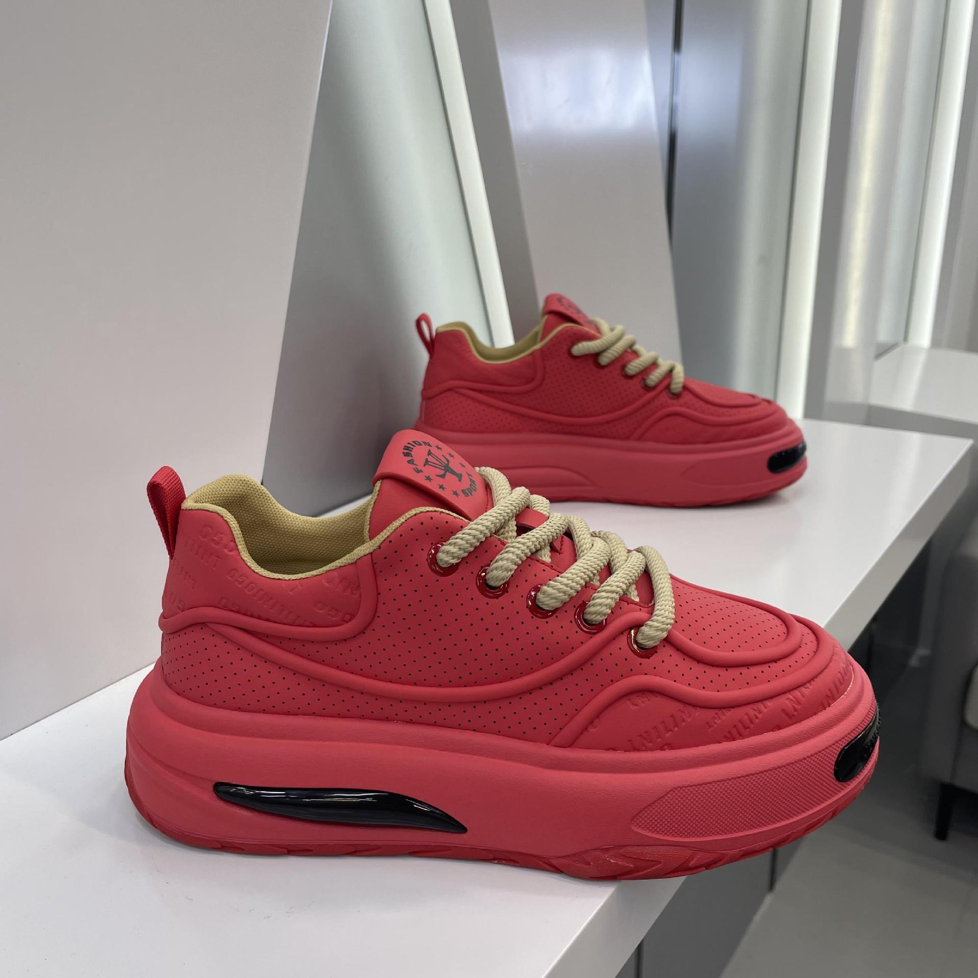 秋季新款男鞋系带低帮跑步鞋潮流鞋子增高印花时尚透气老爹鞋软底详情24